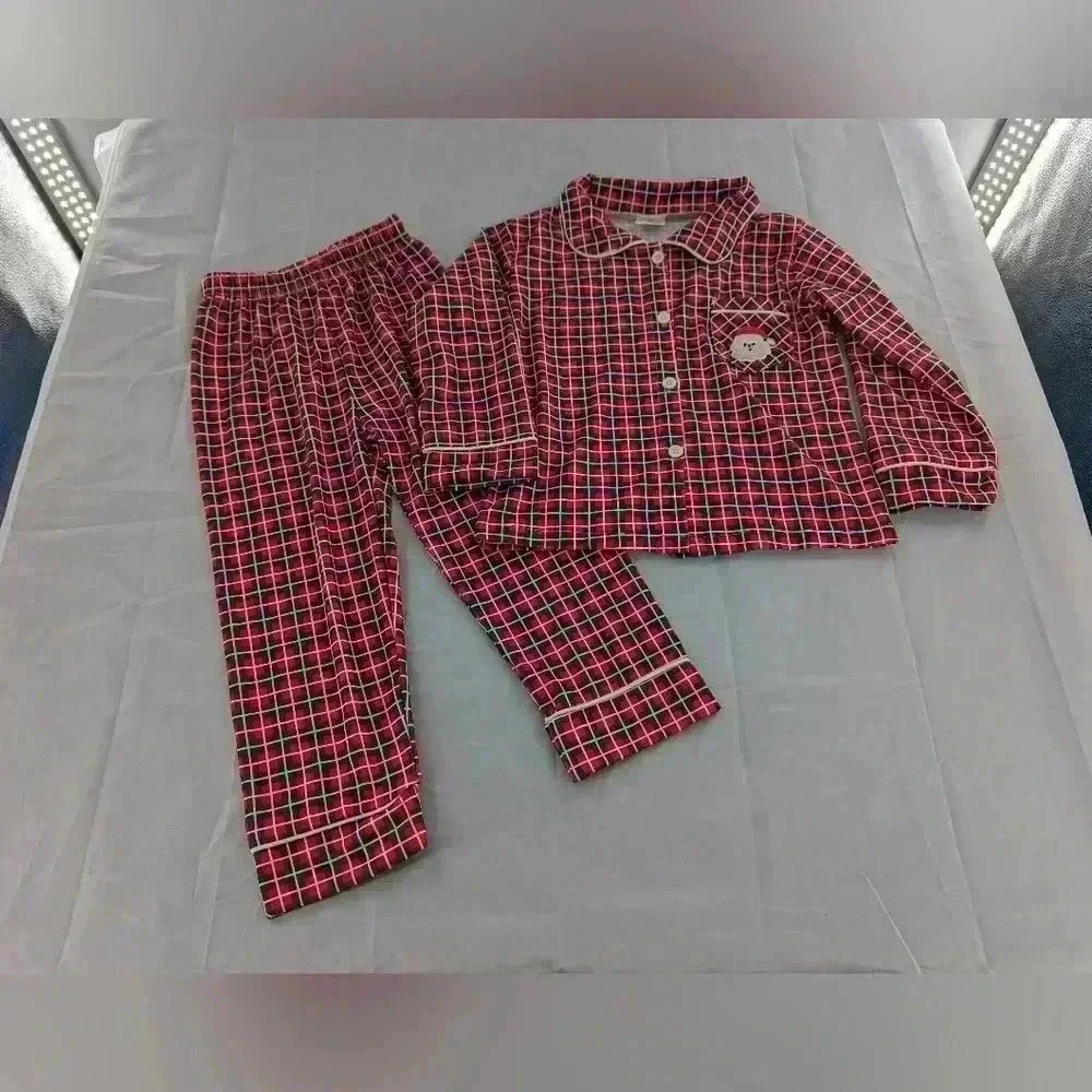 Plaid Santa Claus Long Sleeve Two Piece Pajama Set Size 4t